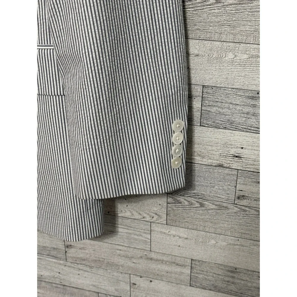 Brooks Brothers 346 Mens 44R Seersucker Blazer Blue White Striped Sport Coat